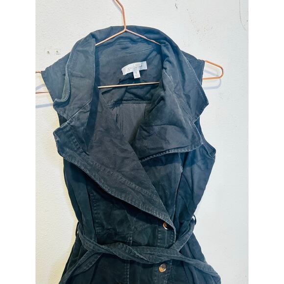 TOCCIN x RTR Black Sleeveless Collar Front Button Trench Wrap Midi Dress Size 8 - Picture 8 of 12